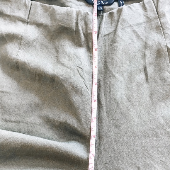 NWT Nie + Zoe Linen Olive Green Pants - Wide Leg - Picture 6 of 8